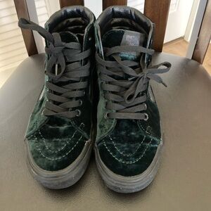 Vans Dark Green Velvet High-Top Sneakers UNISEX